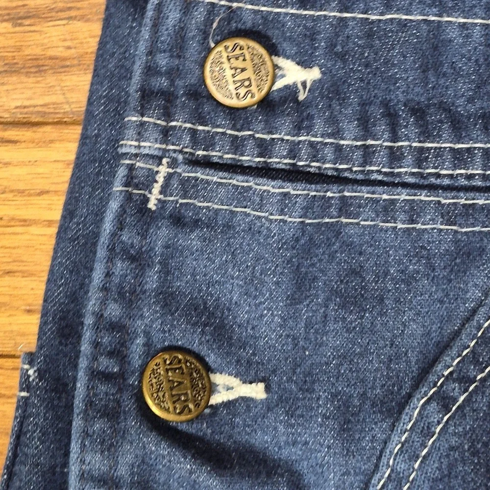 Vintage Sears Denim Overalls Mens 40x30 Blue Workwear Union Made Grunge USA